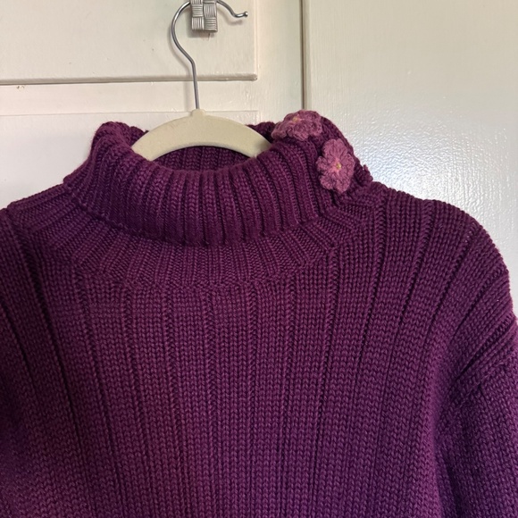 Vintage April Cornell Sweater With Crochet Floral Details Wool Blend Medium - Picture 10 of 12